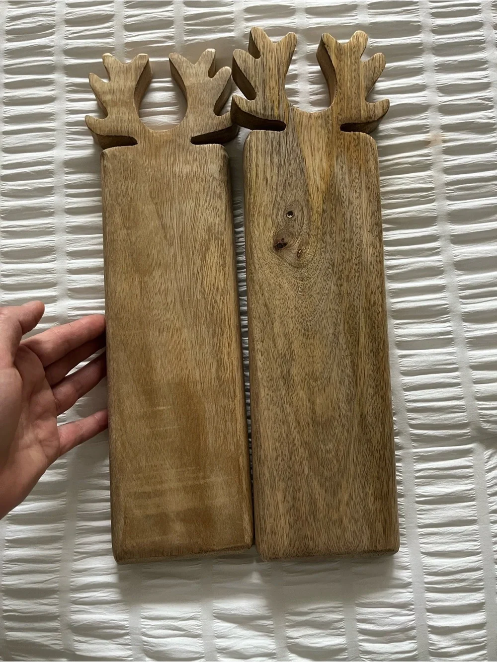 Rustic Reindeer  Tray Pair - Natural Wood